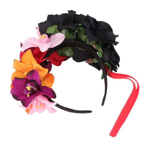 WEKADRIN Halloween Blumenstirnband mit Schwarzen Orchideen Modischer Damen Haarreif für Festival Party Cosplay und Strand Charmante Blumenkrone Geeignet für Halloween und Themenfeiern von WEKADRIN