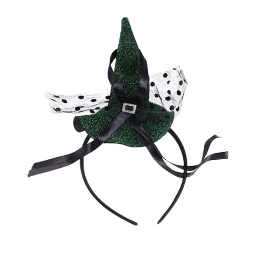 WEKADRIN Halloween Haarreif Hexenhut Spitze Grün Lustiges Mesh Design Leichtes Kostüm Accessoire für Damen Party Cosplay und Halloween Feier von WEKADRIN