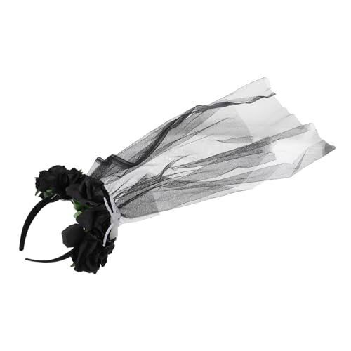 WEKADRIN Halloween Haarreif mit Schwarzem Spinnen Design Dekorativem Rosenblüten Mesh Schleier Bequemer Cosplay Haarschmuck für Damen und Mädchen Hautfreundlich für Halloween Party und von WEKADRIN