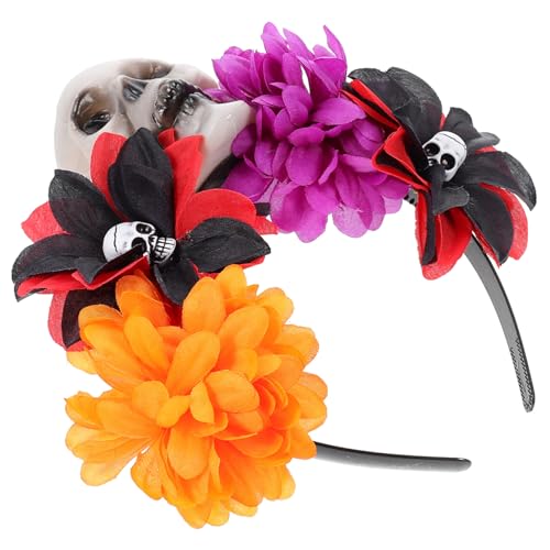 WEKADRIN Halloween Haarreif mit Skelett und Rosen Leichter Universeller Cosplay Kopfschmuck für Damen Dekoratives Stirnband für Tag der Toten und Party Langlebig und Komfortabel von WEKADRIN