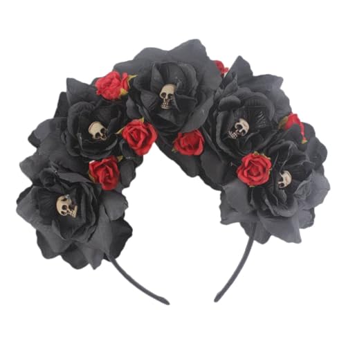 WEKADRIN Halloween Haarschmuck Rosenblüte Stirnband Mexikanischer Floral Haarreif Leicht und Komfortabel für Party Fotorequisit von WEKADRIN