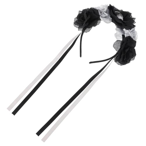 WEKADRIN Halloween Haarschmuck mit Silbernem Totenkopf und Rosen Bequemes Stirnband für Halloween Kostümparty Cosplay und Festliche Verkleidungen von WEKADRIN