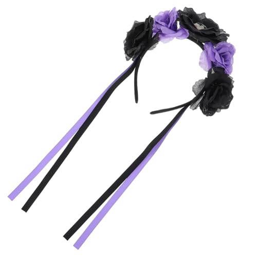 WEKADRIN Halloween Schädel Blumen Stirnband mit Totenkopf Design Party Haarreif für Damen und Mädchen Festival Kopfschmuck für Tag der Toten Karneval Halloween Kostüm und von WEKADRIN