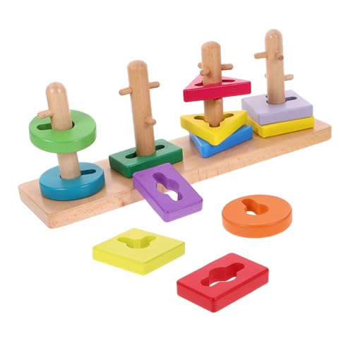 WEKADRIN Holz Geometrische Form Bausteine Set Beech Holz Lernspielzeug Fördert Feinmotorik Logisches Kreativität Sicher Langlebig Pädagogisches Steckspielzeug für von WEKADRIN
