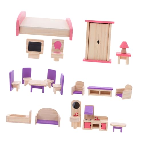 WEKADRIN Holz Puppenhausmöbel Set Miniatur Puppenhauszubehör Aus Holz DIY Spielzeug Für Junge Mädchen Puppenhausmöbel Für Junge Mädchen Puppenhaus-küchenmöbel Und Schlafzimmerset WEKADRIN Holz Puppenhausmöbel Set Miniatur Puppenhauszubehör Aus Holz DIY Spielzeug Für Junge Mädchen Puppenhausmöbel Für Junge Mädchen Puppenhaus-küchenmöbel Und Schlafzimmerset von WEKADRIN