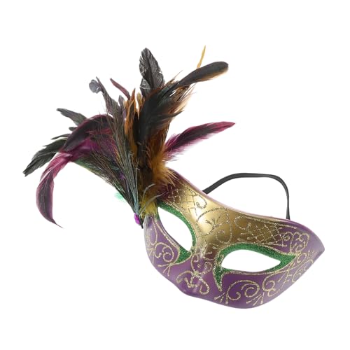 WEKADRIN Karnevalsmasken Damen Und Herren Dreifarbige Grüne Halbmaske Mit Abnehmbaren Pfauenfedern Für Maskenball Fasching Und Karnevalskostüme Cosplay Maske WEKADRIN Karnevalsmasken Damen Und Herren Dreifarbige Grüne Halbmaske Mit Abnehmbaren Pfauenfedern Für Maskenball Fasching Und Karnevalskostüme Cosplay Maske von WEKADRIN