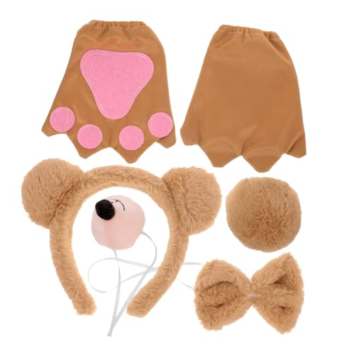 WEKADRIN Kuscheliges Bärenkostüm Ohr stirnband Schleife und Warmen Handschuhen für Mädchen Weiches Plüschmaterial für Kostümpartys Cosplay und Kalte Wintertage von WEKADRIN