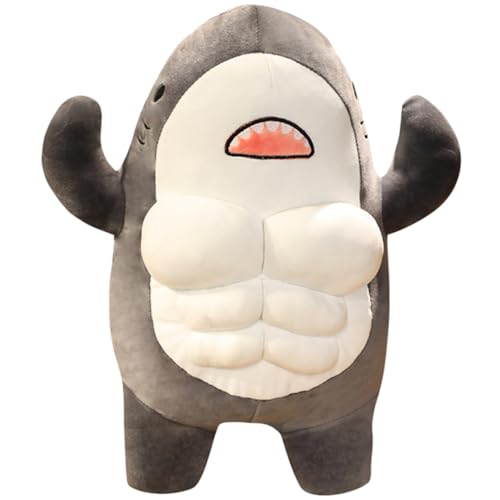 WEKADRIN Kuscheltier Muskulöser Hai Plüschtier Gefülltes Tier Lustiges Geschenk für Mädchen Sofa Deko Schlafkissen von WEKADRIN