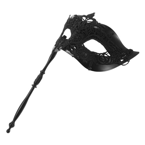 WEKADRIN Party Hand Holding Maske Maskerademaske Mit Griff Maske Auf Stick Ballparty-kostüm Paar Masken Halloween Kostümmaske Kostümmasken Handgehaltene Maskerademaske Plastik Schwarz von WEKADRIN