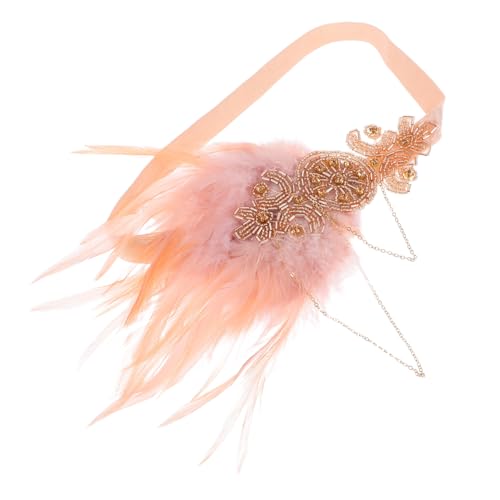 WEKADRIN Party Stirnband mit Quasten und Federn Leichtes Haarschmuck für Damen Accessoire für Weihnachtsfeier Bankett und Bühnenauftritt Champagnerfarben von WEKADRIN