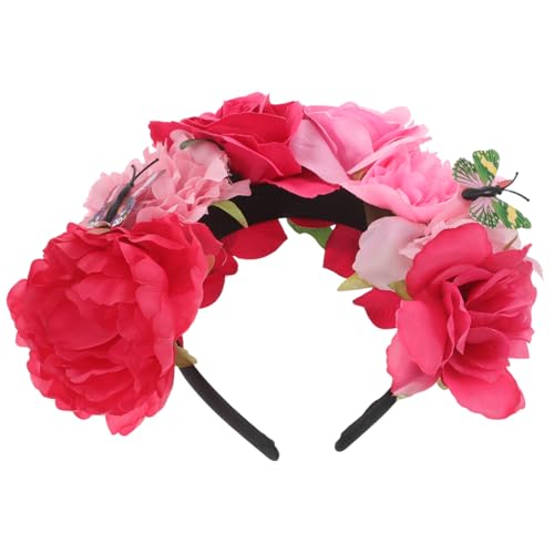 WEKADRIN Retro Halloween Party Haarreif mit Realistischer Schmetterlings und Blumenverzierung Leichtes Komfortables Stirnband für Day Of The Dead Mexikanische Kostüm Accessoires von WEKADRIN