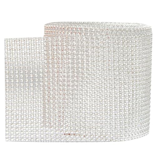 WEKADRIN Rhinestone Mesh Roll Reihig Silberfarben Zuschneidbares Strassband für Hochzeitstorten Tortendeko Geburtstagsdeko Party und Geschenkverzierung Langlebiges Funkelndes Dekoband von WEKADRIN