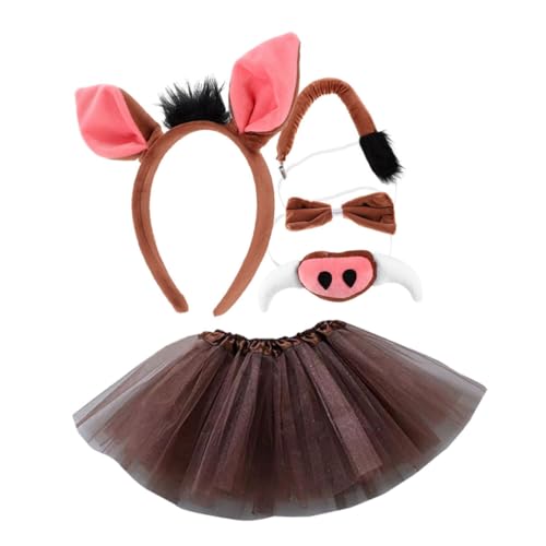 WEKADRIN Schweinekostüm mit Weichem Schweineohren Haarreif Verstellbarer Schweinenase und Kaffee-tüllrock Tierisches Cosplay Outfit für Halloween Karneval und Mottoparty WEKADRIN Schweinekostüm mit Weichem Schweineohren Haarreif Verstellbarer Schweinenase und Kaffee-tüllrock Tierisches Cosplay Outfit für Halloween Karneval und Mottoparty von WEKADRIN