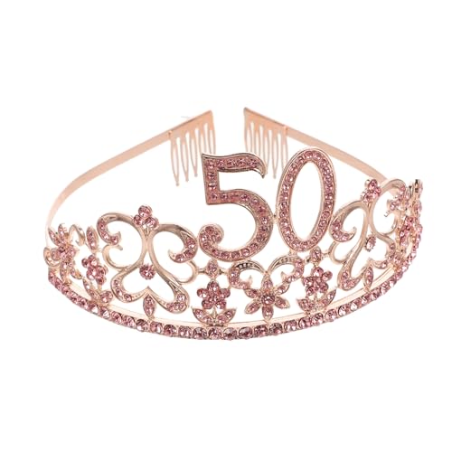 WEKADRIN Vintage Geburtstagskrone für Charmante Tiara mit Roségold Jahre Eleganter Kopfschmuck für Geburtstagsfeiern und Kostümpartys von WEKADRIN