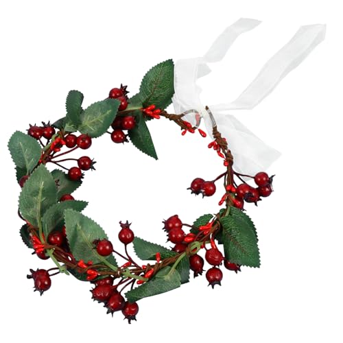 WEKADRIN Weihnachtlicher Beerenblüten Haarschmuck Rotes Weihnachtsgirlande Stirnband Festliches Kopfband für Frauen und Mädchen Elastisches Rutschfestes Accessoire für Weihnachten Urlaub von WEKADRIN