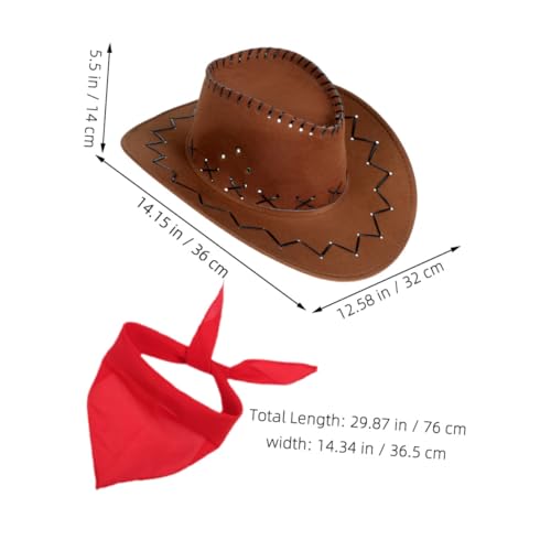 WEKAMOS 1 Satz Cowboy Kostüm für Erwachsene Includes Cowgirl Hut und Rotes Bandana Karneval Halloween und Cosplay Vielseitige Kostümaccessoires von WEKAMOS