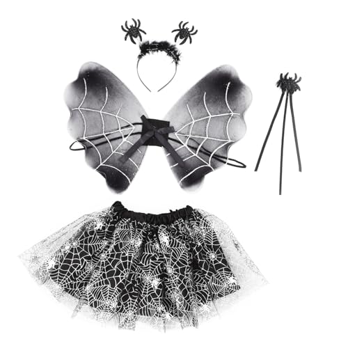 WEKAMOS 1 Satz Halloween Spinnenkostüm Set für Teilig mit Flügel Rock Haarband und Zauberstab für Partys und Aufführungen WEKAMOS 1 Satz Halloween Spinnenkostüm Set für Teilig mit Flügel Rock Haarband und Zauberstab für Partys und Aufführungen von WEKAMOS
