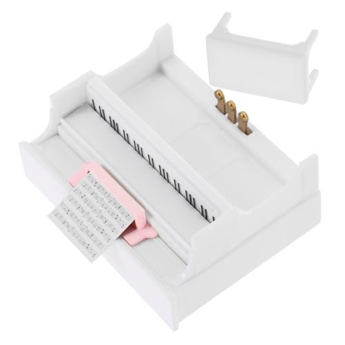 WEKAMOS 1 Satz Kleines Klaviermodell Miniatur-puppenklavier Puppenklavier Mit Stuhl Puppenhaus Mini-Klavier Mini-Piano-Modell Mini-Instrument Klavier Für Minihaus Weiß Abs von WEKAMOS