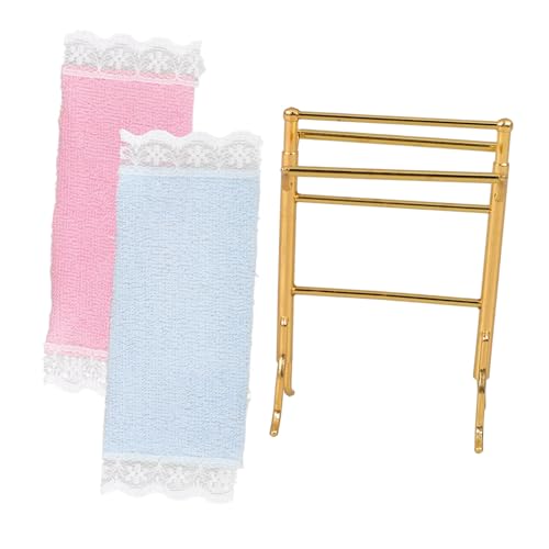 WEKAMOS 1 Satz Mini-handtuchhalter Mini-puppenmöbel Figuren Miniatur-puppenhaus-tapete Möblierung Miniaturpuppenhaus -kit Puppenhaus Badezimmerdekoration Mini- Ding Stoff Golden von WEKAMOS