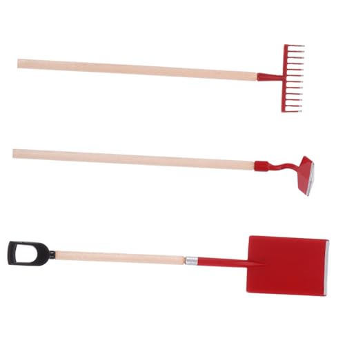 WEKAMOS 1 Satz Mini -modellfarmwerkzeuge Mini-puppenhaus-zubehör Miniatur-landwirtschaftswerkzeuge Mini-Gartenarbeit Puppenhaus-Werkzeuge Mini-gartengerät Dollhouse Tool Kit Eisen Rot von WEKAMOS