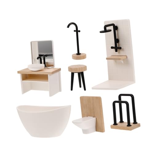 WEKAMOS 1 Satz Miniaturmöbel Teiliges Zubehör für Puppenhaus Dekoration Dusche Waschbecken Toilette Badewanne und Mehr von WEKAMOS