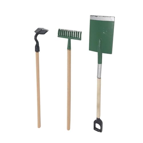 WEKAMOS 1 Satz Puppenhaus-Gartenarbeit Mini-Schaufel Miniaturen Gartengeräte Puppenhaus-gartenlandschaftsmodell Kleines Hausgartengerät Miniatur-Farm-Tool Miniatur-Outdoor-Tools Holz Green von WEKAMOS