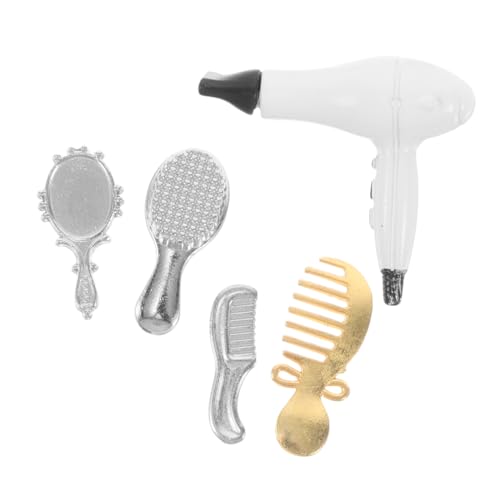 WEKAMOS 1 Satz Puppenhaus Mini Haarwerksow Frisuren Set Realistische Puppenzubehör Puppen Friseur Zubehör für Kleinkinder Haartrockner Legierung von WEKAMOS