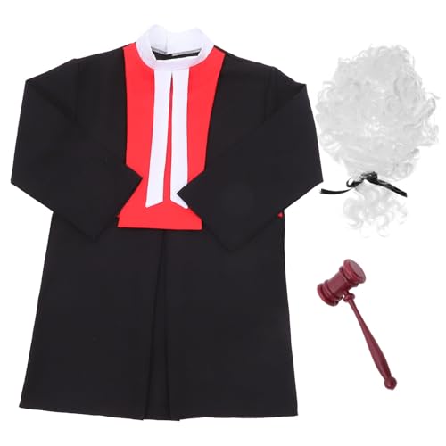 WEKAMOS 1 Satz Unisex Richter Kostüm mit Gavel und Perücke Rollenspiel Outfit für Verkleidung für Kostümpartys und Theateraufführungen WEKAMOS 1 Satz Unisex Richter Kostüm mit Gavel und Perücke Rollenspiel Outfit für Verkleidung für Kostümpartys und Theateraufführungen von WEKAMOS