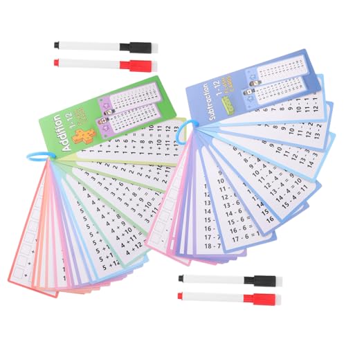 WEKAMOS 1 Satz Wiederverwendbarer Mathematik-karteikarten Für Kinder, Trocken Abwischbar, Interaktive Additionskarten, Subtraktions-lernkarten, Manipulatives, Pädagogische von WEKAMOS