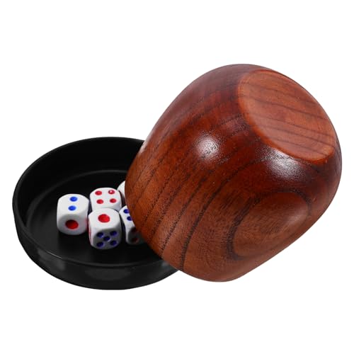 WEKAMOS 1 Satz Würfelbecher Set mit Kleinen Würfeln aus Holz Würfel Schüttelbox und Würfelspeicher für Brettspiele und Partyspiele für Freizeitaktivitäten mit Familie und Freunden von WEKAMOS