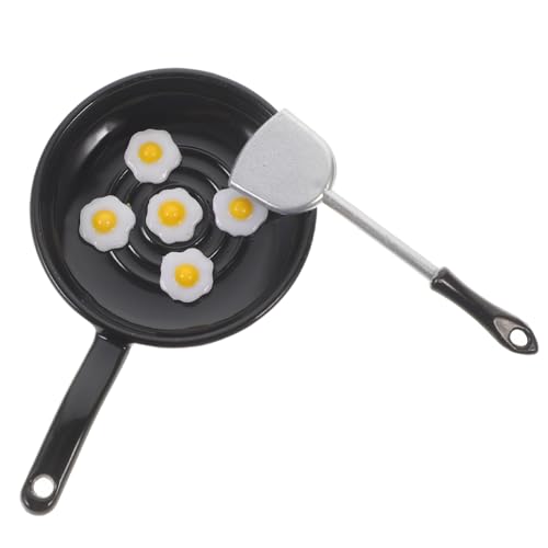 WEKAMOS 1 Satz dekoratives Mini-Kochgeschirr Puppenhausmöbel spiegeleipfanne omlettenpfanne dekoringe Decor Mini- -Mini-Kochgeschirr dekorative Puppenhaus-Miniaturpfanne Legierung von WEKAMOS