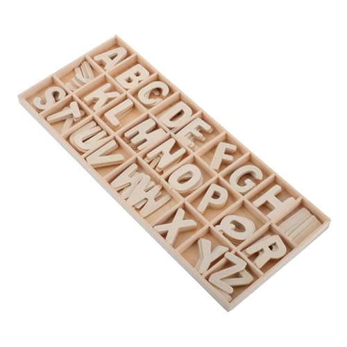 WEKAMOS 1 Set DIY -holzbriefausschnitte Mit Aufbewahrungsschale Kleine Holzbuchstaben Für Handwerksholz Alphabet Buchstaben Für Kleinkind -lernspielzeug Frühen Lehrmaschine von WEKAMOS