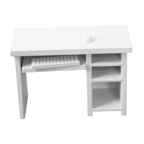 WEKAMOS 1satz Miniatur Möbel Für Puppenhaus Computer Tisch Mit Und Tastatur Maßstab Weißes Design Fördert Motorische Fähigkeiten Und Sicheres Spielen von WEKAMOS