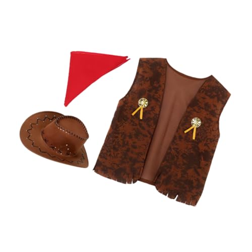 WEKAMOS 1 Set Unisex-cowboy-outfit Für Erwachsene, Western-cowboy-kostüm, Zubehör-set Für Halloween, Cosplay, Verkleidung, Cowgirl-hut Und Bandana, 160–180 Xxl von WEKAMOS