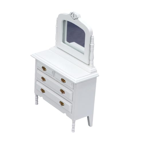 WEKAMOS 1 Stück Kommode Modell Miniaturen Puppe Minikühlschrank Kleiner Schminktisch Mini Schminktisch Kleines Hausdekor Mini-Dekoration Kleiner Schminktisch Hölzern Weiß von WEKAMOS