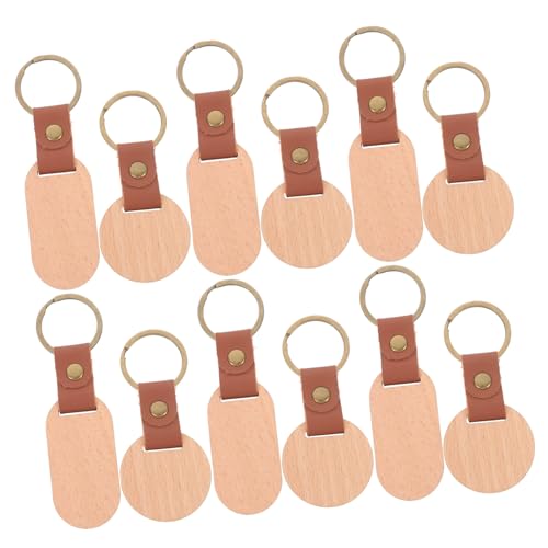 WEKAMOS 10 Stück Holz Schlüsselanhänger Rohlinge aus Massivem Buchenholz Oval und Rund zum Gravieren und Bemalen DIY Schlüsselring Blanko für Basteln Geschenke Taschenanhänger Langlebiges von WEKAMOS