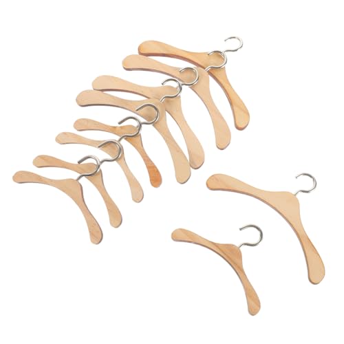 WEKAMOS 10 Stück Mini Holzkleiderbügel für Puppenhaus für Bjd Puppen Puppenzubehör zum Organisieren von Puppenkleidung und Dekoration von WEKAMOS