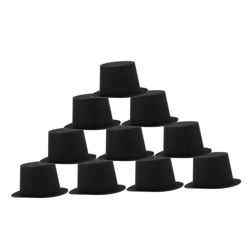 WEKAMOS 10 Stück Mini-Kappe Puppe Miniatur Schaum Schneemann-Hut winzig Weihnachten weihnachtsbasteln Weihnachtsdeko weihnachtsmützen selber Machen Zauberhüte für Goodie-Bags Plastik Black von WEKAMOS