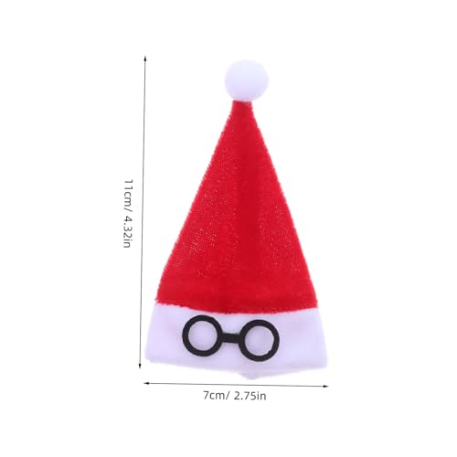 WEKAMOS 10 Stück Mini-Weihnachtsmütze Hochzeitsutensilienhalter Süßigkeiten Beutel Tasche Puppenbekleidungszubehör Mini -Süßigkeitenhüte Besteckhalter für Utensilien Flanell rot von WEKAMOS