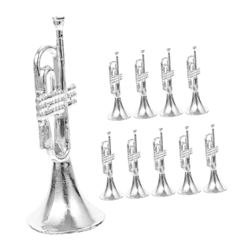 WEKAMOS 10 Stück Musikinstrumentenmodell Kleines Trompetenspielzeug Musical Girlande Miniaturen Band Boom Silberne Spielzeugtrompete Posaune Lüfter Spieler Figuren Plastik Silver WEKAMOS 10 Stück Musikinstrumentenmodell Kleines Trompetenspielzeug Musical Girlande Miniaturen Band Boom Silberne Spielzeugtrompete Posaune Lüfter Spieler Figuren Plastik Silver von WEKAMOS