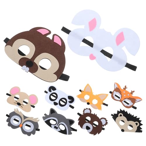 WEKAMOS 10 Stück Teiliges Cartoon Tiermasken aus Filz Verstellbare Kindermasken für Waldthemen Party Halloween Kostüm Zubehör Sicher und Bequem für Geburtstagsfeiern und Cosplay WEKAMOS 10 Stück Teiliges Cartoon Tiermasken aus Filz Verstellbare Kindermasken für Waldthemen Party Halloween Kostüm Zubehör Sicher und Bequem für Geburtstagsfeiern und Cosplay von WEKAMOS