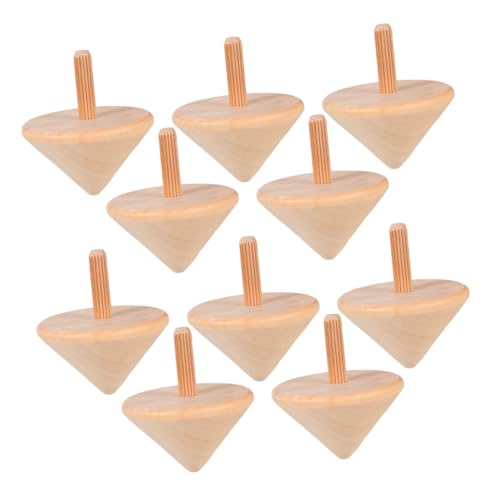 WEKAMOS 10 Stück Teiliges Holz zum Bemalen Naturbelassene DIY Tops für Fördert Hand Auge Koordination Stabile Drehung Pädagogisch für Drinnen und Draußen von WEKAMOS