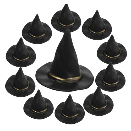 WEKAMOS 10 Stück Teiliges Mini Hexenhüte Miniatur Puppenhut Zubehör Gestaltete Mini Hüte für Halloween Deko DIY Puppenhaus Bastelbedarf Geeignet für Puppen und Partydekoration von WEKAMOS