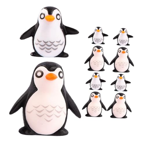WEKAMOS 10 Stück Teiliges Mini Pinguin Figuren aus Langlebigem Resin Detailreiche Tierdekoration für Mikro Landschaften Puppenhaus und Große Miniatur Tiere für Vielseitige Wohnaccessoires von WEKAMOS