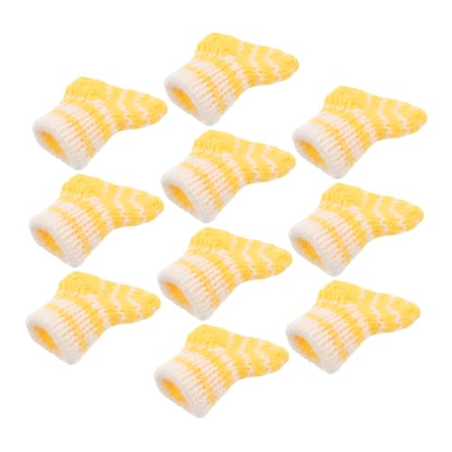 WEKAMOS 10 Stück Teiliges Miniatur Gestrickte Puppensocken Weiß Gelb Niedliche Mikro Dekoration für Puppenhäuser Warme Babysocken für Puppen Outfits und Mini Landschaftsdekoration von WEKAMOS