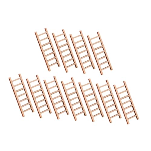 WEKAMOS 10 Stück Teiliges Miniatur Holzleitern aus Premium Holz Detailreiche Dekoration für Mini Haus Micro Landschaft und Fotografie Requisiten als Miniatur Garten und Hausdeko von WEKAMOS