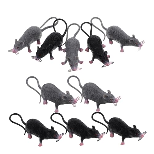 WEKAMOS 10 Stück Teiliges Realistische Halloween Ratten Figuren aus Robustem Mittelgroß Graue und Schwarze Falsche Mäuse als Gruselige Dekoration und Streichspielzeug für Halloween Partys WEKAMOS 10 Stück Teiliges Realistische Halloween Ratten Figuren aus Robustem Mittelgroß Graue und Schwarze Falsche Mäuse als Gruselige Dekoration und Streichspielzeug für Halloween Partys von WEKAMOS
