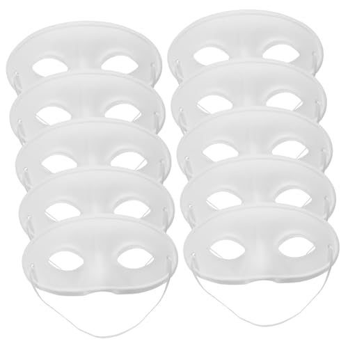WEKAMOS 10 Stück Teiliges Weiße DIY Pappmaché Masken zum Bemalen Leichte und Sichere Papiermasken für Halloween Karneval Cosplay und Tanzpartys für Kreative Maskenbälle und Bastelkurse von WEKAMOS