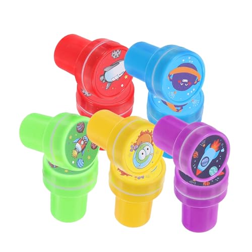 WEKAMOS 10 Stück Teiliges Weltraum Stempelset aus Bunte Party Mitgebsel für Kindergeburtstag Langlebige und Robuste Kinderstempel für Geschenkanhänger Basteln und Belohnungen von WEKAMOS