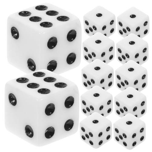 WEKAMOS 100 Stück Acrylwürfel Weiß mit Schwarzen Punkten Seitige Spielwürfel für Mahjong Partyspiel Zubehör Leicht und Langlebig für Brettspiele und Gesellige Runden von WEKAMOS